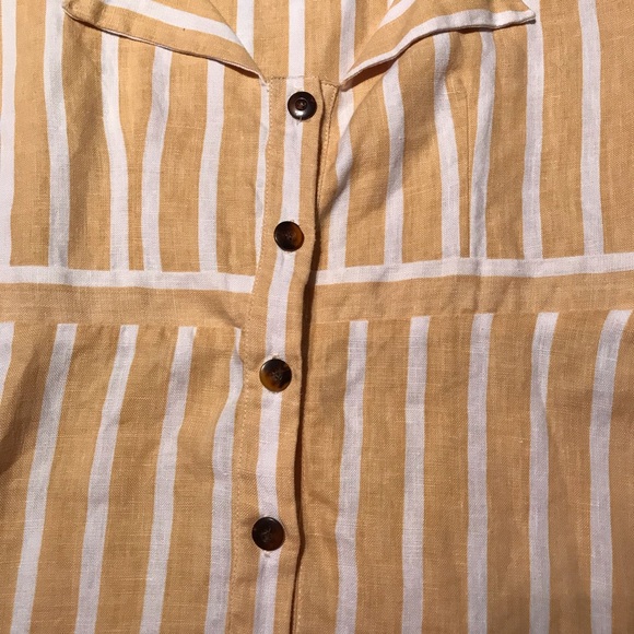 Faithfull The Brand Le Petite Button Down Mini Dress in Mazur Stripe Lemon - Picture 8 of 13